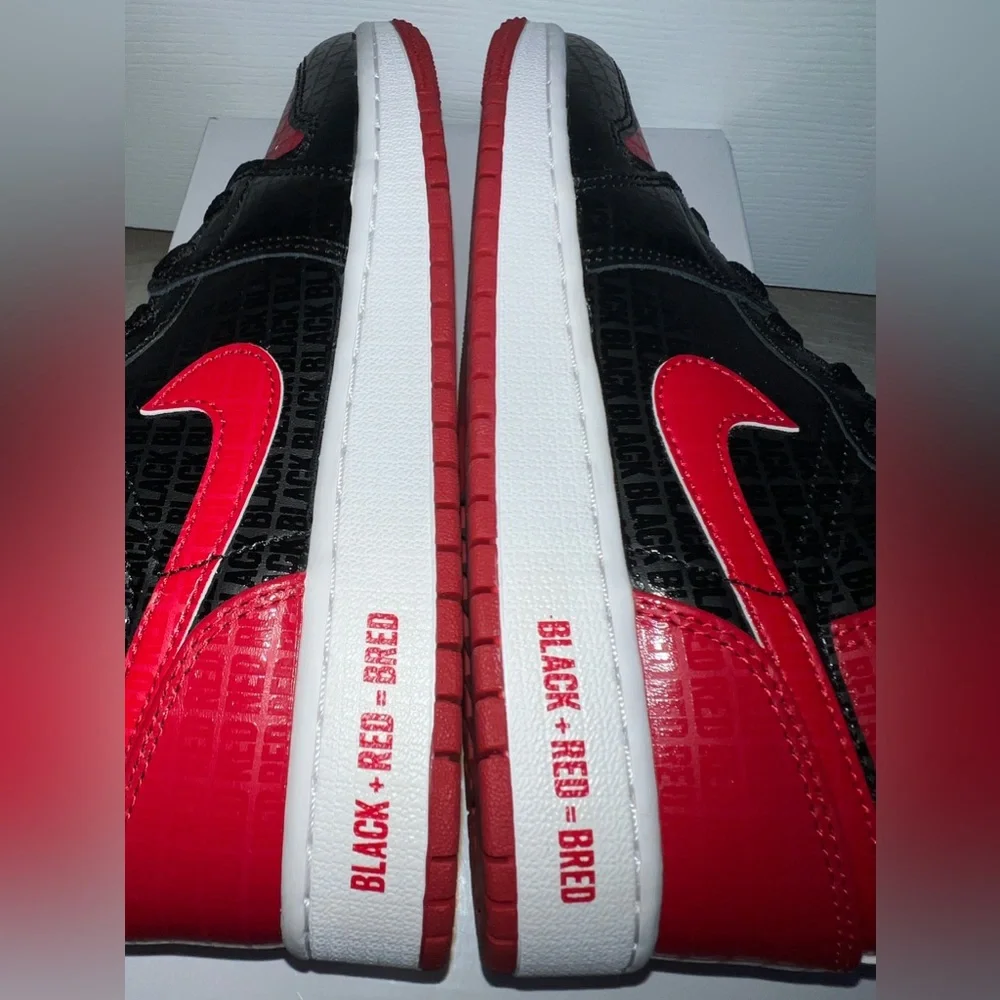 Air Jordan 1 Mid Ss Gs 'Black + Red = Bred' - Picture 6 of 8